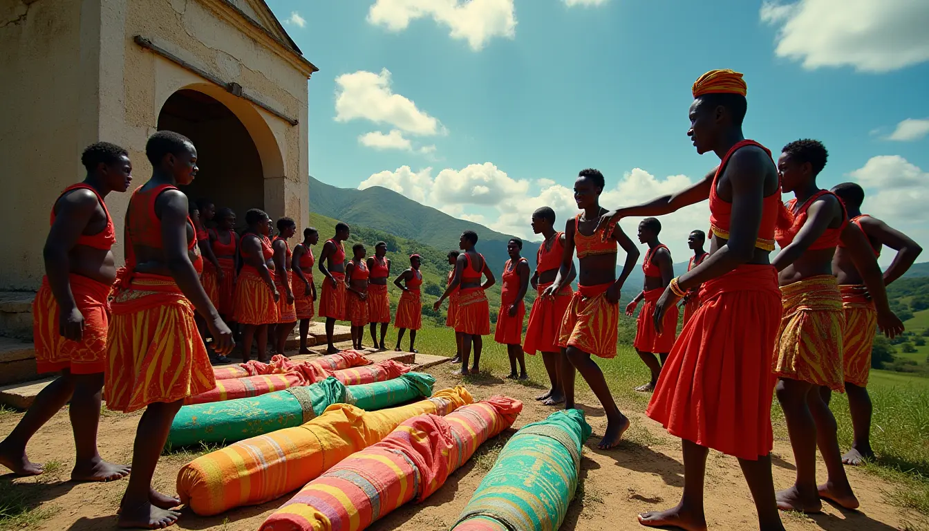 Scène de la célébration du famadihana